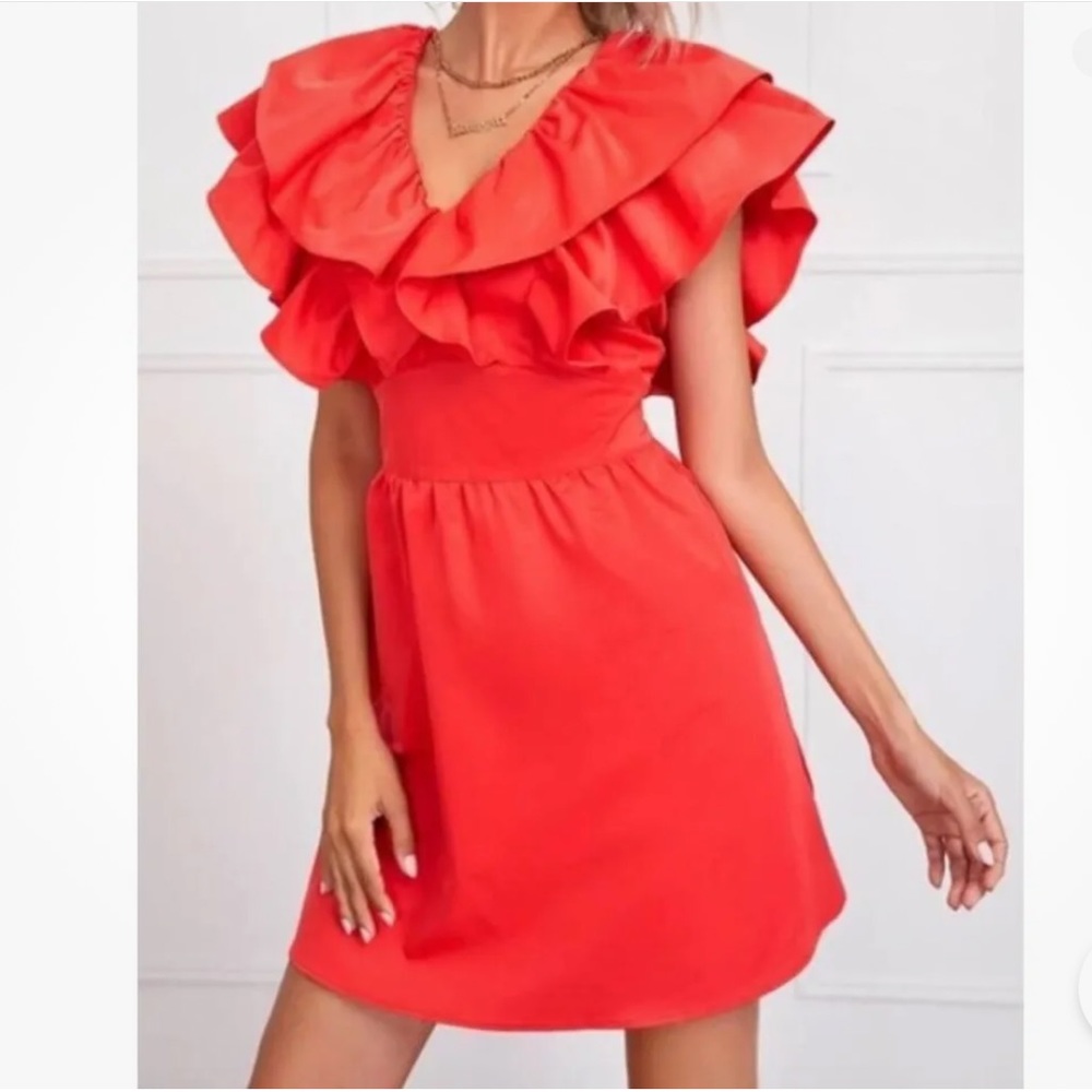 Zara Womens Red Ruffle Mini Dress size small
